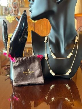 kate spade Gold and White Necklace and Bangle Bracelet with Bead Accents